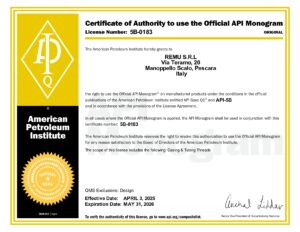 License number 5B-0183 American Petroleum Institute